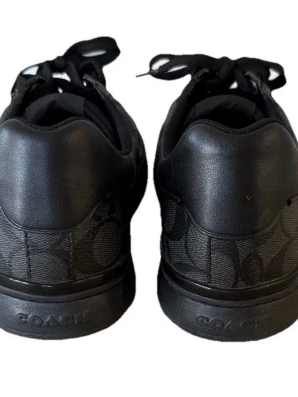 Coach Shoes Mens Size 9D Black Signature G4949 Low Top Sneakers Logo Leather - Picture 4 of 12